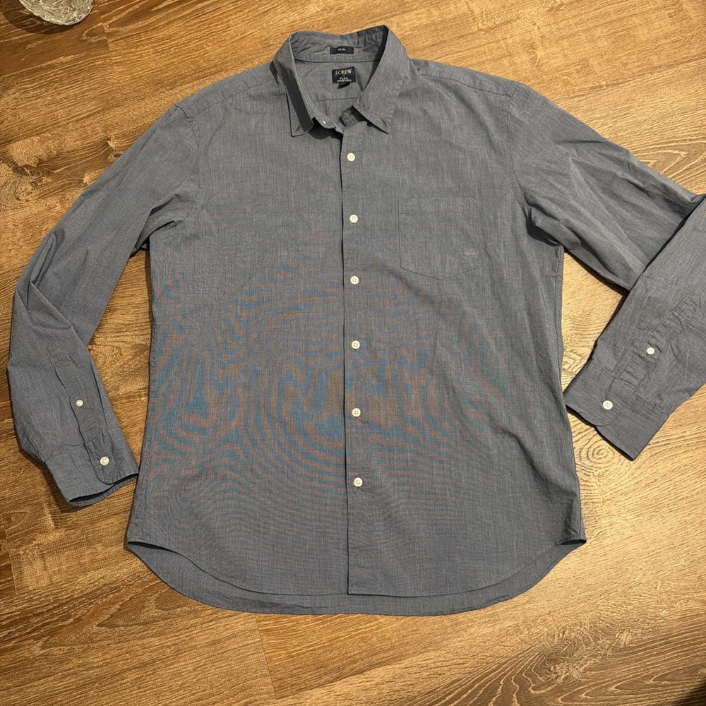J. Crew Mens XL Blue Slim Fit Flex Washed Long Sleeve Button Down Shirt